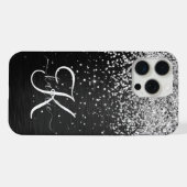 Benutzerdefiniertes Silver Glitzer Black Sparkle M iPhone Hülle (Rückseite (Horizontal))