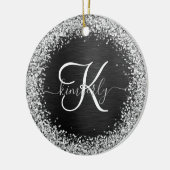 Benutzerdefiniertes Silver Glitzer Black Sparkle M Keramik Ornament (Links)