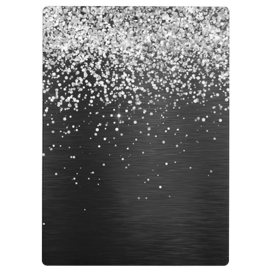 Benutzerdefiniertes Silver Glitzer Black Sparkle M Klemmbrett (Rückseite)
