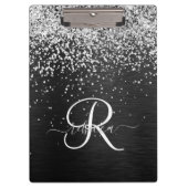 Benutzerdefiniertes Silver Glitzer Black Sparkle M Klemmbrett (Vorderseite)