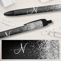 Benutzerdefiniertes Silver Glitzer Black Sparkle M