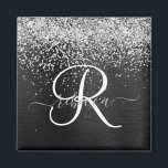 Benutzerdefiniertes Silver Glitzer Black Sparkle M Magnet<br><div class="desc">Dieses trendige,  elegante Magnetdesign mit hübschem silberglänzenden Glitzer auf schwarz gebürstetem metallischem Hintergrund ist einfach zu personalisieren.</div>