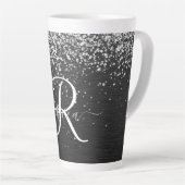 Benutzerdefiniertes Silver Glitzer Black Sparkle M Milchtasse (Rechte Ecke)