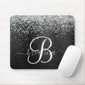 Benutzerdefiniertes Silver Glitzer Black Sparkle M Mousepad (Mit Mouse)