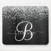 Benutzerdefiniertes Silver Glitzer Black Sparkle M Mousepad (Vorne)