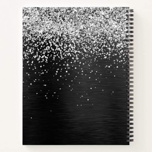 Benutzerdefiniertes Silver Glitzer Black Sparkle M Notizblock (Rückseite)