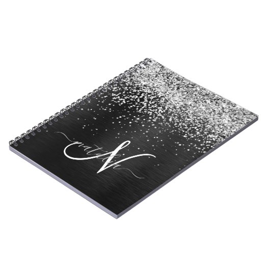 Benutzerdefiniertes Silver Glitzer Black Sparkle M Notizblock (Linke Seite)