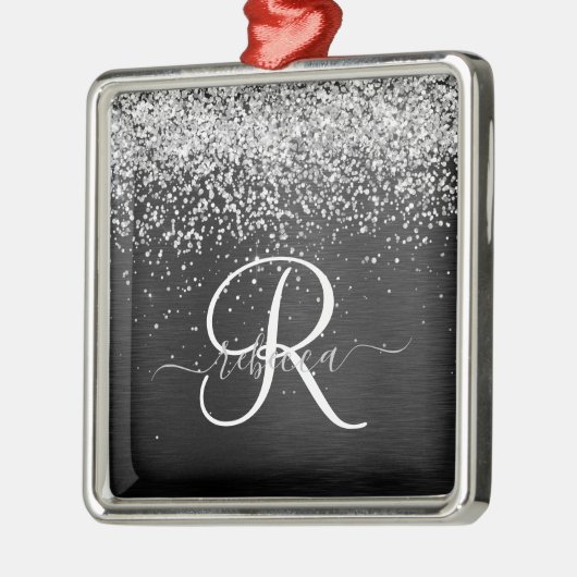 Benutzerdefiniertes Silver Glitzer Black Sparkle M Ornament Aus Metall (Links)