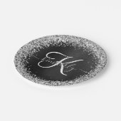 Benutzerdefiniertes Silver Glitzer Black Sparkle M Pappteller (Schrägansicht)