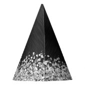 Benutzerdefiniertes Silver Glitzer Black Sparkle M Partyhütchen (Rückseite)