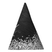 Benutzerdefiniertes Silver Glitzer Black Sparkle M Partyhütchen (Rechts)