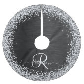 Benutzerdefiniertes Silver Glitzer Black Sparkle M Polyester Weihnachtsbaumdecke (Vorderseite)
