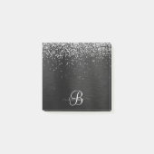 Benutzerdefiniertes Silver Glitzer Black Sparkle M Post-it Klebezettel (Vorderseite)