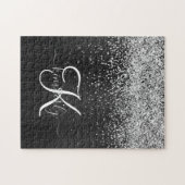 Benutzerdefiniertes Silver Glitzer Black Sparkle M Puzzle (Horizontal)