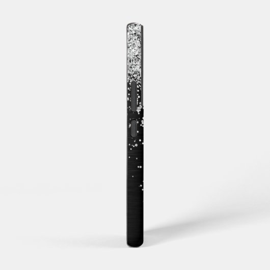 Benutzerdefiniertes Silver Glitzer Black Sparkle M Samsung Galaxy Hülle (Rechte Seite)