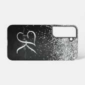 Benutzerdefiniertes Silver Glitzer Black Sparkle M Samsung Galaxy Hülle (Rückseite (Horizontal))