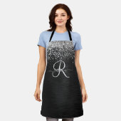 Benutzerdefiniertes Silver Glitzer Black Sparkle M Schürze (Getragen)