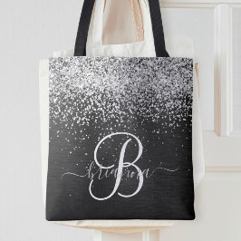 Benutzerdefiniertes Silver Glitzer Black Sparkle M Tasche