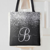 Benutzerdefiniertes Silver Glitzer Black Sparkle M Tasche