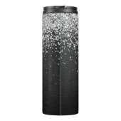 Benutzerdefiniertes Silver Glitzer Black Sparkle M Thermosbecher (Rückseite)