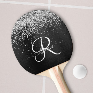 Benutzerdefiniertes Silver Glitzer Black Sparkle M Tischtennis Schläger