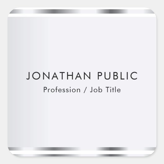 Benutzerdefiniertes Silver Look Glamour Elegant Te Quadratischer Aufkleber (Vorderseite)