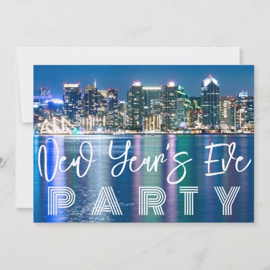 Benutzerdefiniertes Silvester-Party Stadtbild Einladung (Vorderseite)