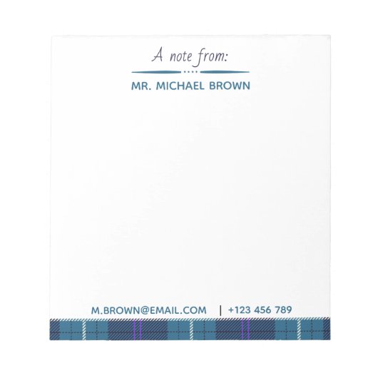 Benutzerdefiniertes Skript aus Name E-Mail Tel Kar Notizblock (Vorderseite)