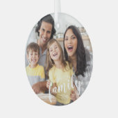 Benutzerdefiniertes SkriptFAMILY-Foto Personalisie Ornament Aus Glas (Vorderseite links)