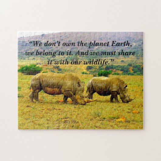 Benutzerdefiniertes Slogan/Rhino-Konservierung Puzzle (Horizontal)