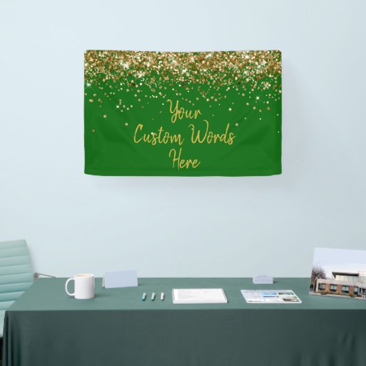 Benutzerdefiniertes Smaragdgrün und Gold Geburtsta Banner (Messe)