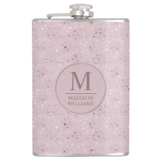 Benutzerdefiniertes Soft Blush Pastell Rosa Gold G Flachmann