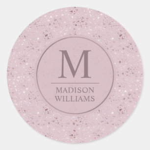 Benutzerdefiniertes Soft Blush Pastell Rosa Gold G Runder Aufkleber