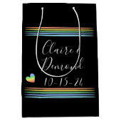 Benutzerdefiniertes Soft Rainbow Retro Strip Herz Mittlere Geschenktüte (Vorderseite)