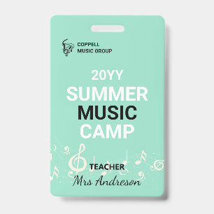 Benutzerdefiniertes Sommer-Musik-Camp-Lehrer-ID-Ab Ausweis