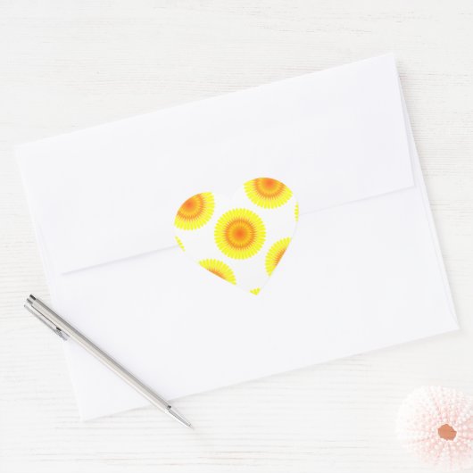 Benutzerdefiniertes Sonnenblumenmuster Herz-Aufkleber (Umschlag)