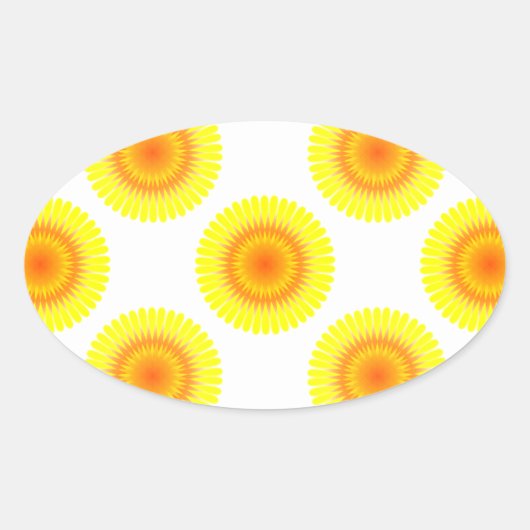 Benutzerdefiniertes Sonnenblumenmuster Ovaler Aufkleber (Vorderseite)