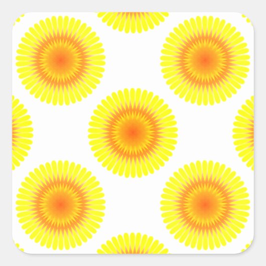 Benutzerdefiniertes Sonnenblumenmuster Quadratischer Aufkleber (Vorderseite)