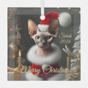 Benutzerdefiniertes Sphynx-Katzenfoto Weihnachten Ornament Aus Glas