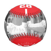 Benutzerdefiniertes Spieler-Team-Logo 2 Foto Rot Baseball (Vorderseite)