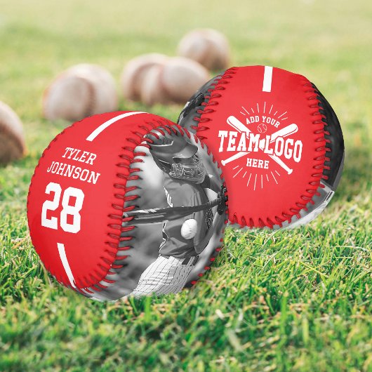 Benutzerdefiniertes Spieler-Team-Logo 2 Foto Rot Baseball