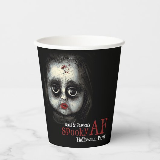 Benutzerdefiniertes Spooky AF-Halloween-Party Pappbecher (Vorderseite)