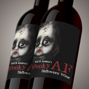 Benutzerdefiniertes Spooky AF-Halloween-Party Weinetikett