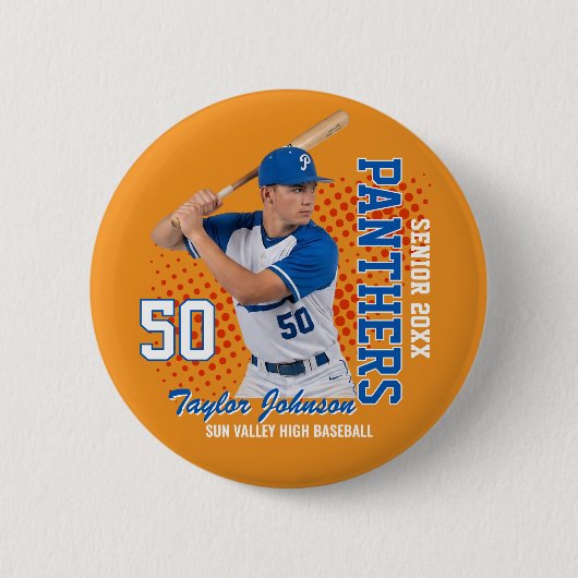 Benutzerdefiniertes Sportfoto für Senior Baseball Button (Vorderseite)