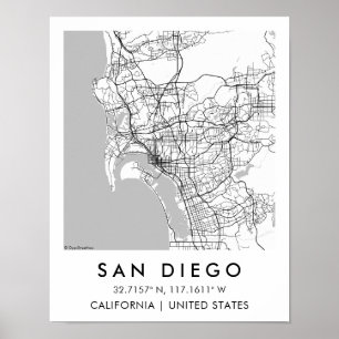 Benutzerdefiniertes Stadtplakat San Diego Kaliforn Poster