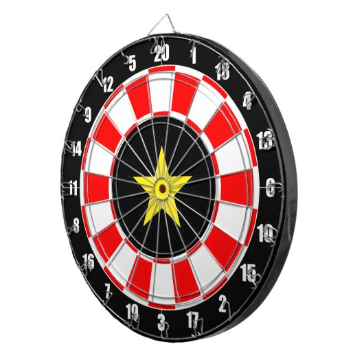 Benutzerdefiniertes Sternbild in Schwarz, Rot und  Dartscheibe (Vorderseite rechts)