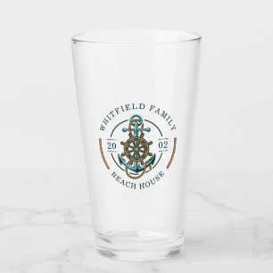 Benutzerdefiniertes Strandhaus Bootfahren Nautical Glas