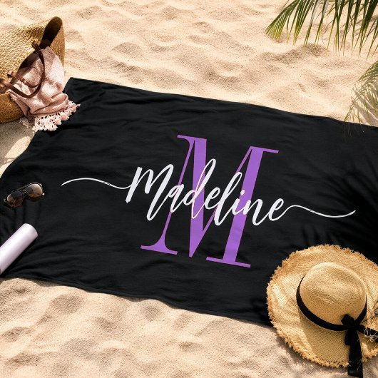 Benutzerdefiniertes stylisches Monogram Name Scrip Strandtuch