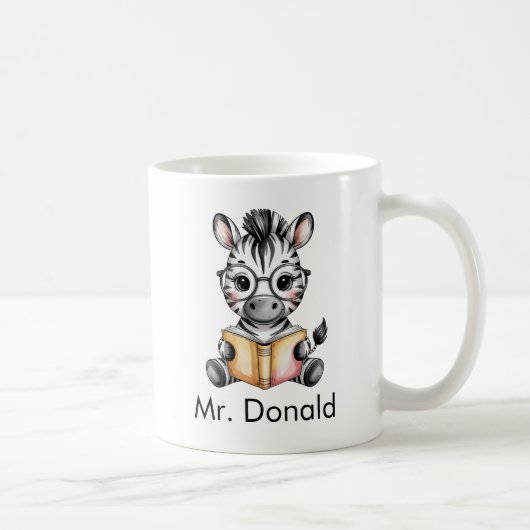 Benutzerdefiniertes süßes Baby-Zebra beim Lesen ei Kaffeetasse (Rechts)