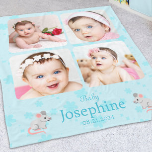 Benutzerdefiniertes süßes blaues Baby-Namen-Foto Fleecedecke
